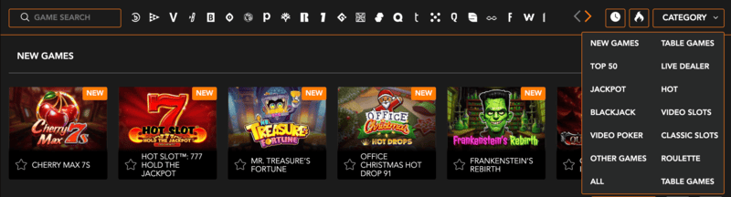 Games collection at King Johnnie Casino